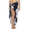 SHU-SHI, donne - Costume da bagno da spiaggia Coprire Flower Sarong Wrap con clip di cocco Nero/Bianco