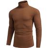 COOFANDY Maglione a Collo Alto Uomo Camicia a Maniche Lunghe T-Shirt Leggera Pullover Slim Fit Marrone XXL