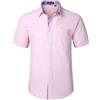 HISDERN Camicia da Uomo Maniche Corte Estiva Camicie Casual Colore Solido Spiaggia Vacanza Camicia con Tasca Regular Fit