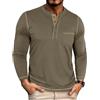 YawYews Tshirt Uomo Cotone Maglietta Manica Lunga Maglia Henley con Tasca Bottoni Slim Fit Polo T Shirt Verde L