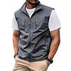 Oanviso Gilet da Lavoro Multitasche Smanicato Uomo Estivo Leggero Sportivo Cargo Comodo Asciugatura Rapida Giacca Softshell Trekking All'aperto Pesca Fotografi A Grigio XS