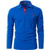 VMSUCIJ Polo Manica Lunga Uomo Maglietta con Abbottonatura Patchwork a Doppio Triangolo Elegante Cotone T-Shirt con Taschino