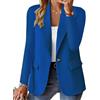 shownicer Donna Blazer Primavera Lungo Elegante Basic Colletto Rivolto Tinta Unita Elegante Ufficio Business B Blu S