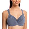 MELENECA Donna Reggiseno Pizzo Minimizer Taglie Forti Cinghie Imbottite Coppa Piena con Ferretto Blu Grigio 5D