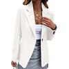 shownicer Donna Blazer Primavera Lungo Elegante Basic Colletto Rivolto Tinta Unita Elegante Ufficio Business A Bianco M
