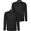 ALPIDEX Set da 2 Polo Uomo Manica Lunga 100% Cotone Maglietta Classico Casual Tinta Unita S M L XL XXL 3XL 4XL 5XL, Taglia:L, Colore:Nero
