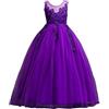 E-girl Vestito da ragazza di fiori, abito da principessa, per bambini, senza maniche, in pizzo, in tulle per feste, 4-14 anni, E832