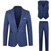 Generico Abiti Da Uomo 3 Pezzi Suit Cerimonia Smoking Blazer Pantaloni Gilet con Un Bottone Tinta Unita Affari Elegante Completo Da Uomo Slim Fit Cerimonia Abito Da Sposa Business Casual Dinner Abiti Da Lavoro