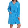 Mnamo Elegante accappatoio da donna con cappuccio e cerniera in spugna corto e leggero, turchese, XL