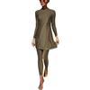 shownicer Costume da Bagno Musulmano Donna Manica Lunga Burkini + Pantaloni da Nuoto Islamico 2 Pezzi Costume da Bagno Copertura Completa Modesto Swimsuit Beachwear A Verde M