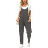 Ebifin Salopette da donna, pantaloni da lavoro, estivi, senza maniche, con grandi tasche.