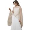 BEAUTELICATE Stola Elegante Donna Cerimonia Elegante Trasparente Crepe Coprispalle Leggera Poncho Cape per Matrimonio Abito da Sera, Nudo