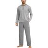 Ekouaer Pigiama Uomo Invernale Maglia a Maniche Lunghe e Pantaloni Lunghi del Pigiama, Righe Grigie, L