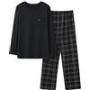 Generic Pigiama Uomo Morbido Eleganti Set di Pigiami a Due Pezzi Leggero Tuta Abbigliamento da Notte per la casa Completo Autunnale E Invernale