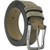 No Limits Cintura Uomo in Vera Pelle Scamosciata Con Doppia Cucitura, Alta 4 cm, Fibbia Nickel Free, Accorciabile, Con Scatola, Verde Militare