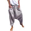 Oanviso Pantaloni Harem Donna Larghi Pantalone Cavallo Basso Elegante Classico Taglia Forte Lino Cotone Pantaloni Jogger Pants Casual Sciolto Sweatpants Hip Hop con Tasche Grigio Chiaro M