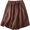 Onsoyours Pantaloncini Donna Estivi Pantaloncini Eleganti a Vita Alta Elastico in Vita Pantaloni da Mare in Cotone e Lino Bermuda Casual Pantaloncini D Marrone L