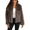 ZhuiKun Cappotto Donna in Pelliccia Sintetica Calda Morbida Legera Giacca Corto con risvolto Cardigan a Manica Lunga