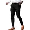 Oanviso Pantaloni Uomo Chino Slim Fit Elasticizzati Estivi Leggeri Eleganti Casual Classici Pantalone Skinny Pantaloni da Ufficio Caviglia Stretta con Tasche Nero XL