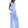 shownicer Tailleur Donna Eleganti Completo Blazer da Donna 2 Pezzi Gilet + Pantaloni a Gamba Larga Tuta Larghi Casual Suit Set A Blu L