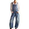 duaicnvow Salopette Donna Jeans Estiva Baggy Tuta Pantaloni Lunghi in Denim Elegante Oversize Pantaloni da Lavoro A Gamba Larga con Spalline Regolabili E Tasche Alla Moda Tinta Unita Per Il Tempo Libero