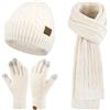 ZASFOU Donna Cappello Invernale Sciarpa Guanti Touch Screen Set Caldo Pile Foderati in maglia Berretto Cappelli Sciarpe lunghe Guanto Regalo per Donna compleanno Natale