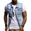 LZPCarra Giacca di jeans da uomo nera corta - Gilet di jeans da uomo, senza maniche, giacca estiva leggera, in jeans, senza maniche, per uomo, per le mezze stagioni, estivo, in denim, senza maniche, M