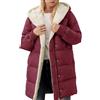 Generic Cappotto Parka da Donna Impermeabile - Giacche in Pile da Donna con Cerniera Completa e Cappuccio Colore Solido, Giacca Invernale da Donna Plus Size a Maniche Lunghe, Cappotti Imbottiti Lunghi per