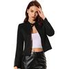 Allegra K Giacca Corta Biker Ecopelle Donna Giacca con Cerniera da Moto a Maniche Lunghe e Collo Alto