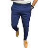Oanviso Pantaloni da Lavoro Leggeri Uomo Ufficio Estivi Lunghi Chino Slim Fit Pantaloni Eleganti Morbidi Fascia Pantalone Caviglia Stretta Business Casual Formali Trousers Blu Scuro XXL