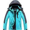 BenBoy Donna Giacca da Sci Impermeabile Giacca invernale Antivento Cappotto con Pile Caldo con Cappuccio Escursionismo Montagna Cappotto da Snowboard CFY813W-Blue1-L