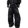 ORANDESIGNE Jeans Baggy da Uomo Pantaloni in Denim Wide Leg Y2K Hip Hop Moda Casual Streetwear Loose Jeans Skater a Gamba Larga B Nero XL