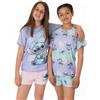 Disney Lilo And Stitch Girls 2 Pack Pigiama | Bambini Rosa Viola Just Chill Animato Alien T-Shirts Shorts Set Movie Sleepwear Merchandising