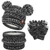 ZASFOU Bambini Cappello Invernale Sciarpa Guanti Touch Screen Set 2 3 4 5 6 7 Anni Berretto Cappelli in Maglia con Pompon Scaldacollo Guanto Regali per Ragazze Ragazzo