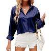 HANERDUN Camicia Donna Elegante Camicia Button Down in Raso di Seta Maglia a Tinta Unita Top