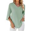 SHEKINI Camicia Donna Elegante a Manica a 3/4 Top Blusa Maglia Casual Tessuto in Chiffon Scollo a V Manicotto Split Abbigliamento Donna