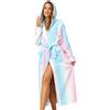 RONGTAI Womens Robes Plush Fleece Print Rainbow Hooded Bathrobe Thick Nightgown with Pockets Fluffy Sleepwear X-Large