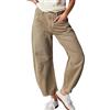YOUYING Barrel Jeans Donna Vita Media Barrel Denim Pantaloni alla Caviglia Gamba Larga Y2k Baggy Boyfriend Jeans Corti Denim Tasche, A# Cachi, S