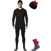 Merino.tech 100% Merino Unterwäsche Herren Set - Mittelgewicht, Thermounterwäsche Merinowolle, Langarm Shirt und Hose + Wandersocken aus Merinowolle (Medium, Charcoal Grey)