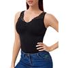 Joyshaper Canotta Modellante Donna Canotta Contenitiva Pancia Piatta Top in Pizzo Senza Maniche Con Scollo a V Shapewear Tank Tops, Nero, XL