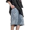 FCOOLYEET Pantaloncini in denim da uomo Y2k Baggy Star Jorts Jeans Loose Fit Patchwork Jeans Shorts Y2k Streetwear, Ex-blu, Medium