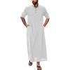 YAOHUOLE Kaftan Uomo Lungo Thobe Uomo Manica Lunga Caftano Uomo con Tasche Universale Fit, 02 bianco, XL