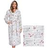 RONGTAI Accappatoio Donna in Peluche di Flanella con Bavero, Calda Veste da Camera Invernale, Pigiama Morbido per Autunno e Inverno, Coperta con Maniche, Regalo Confortevole