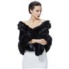 BEAUTELICATE Scialle Stola in Pelliccia Sintetica Donna Mantella Bolero Coprispalle Sciarpa Ecopelliccia Sposa per Matrimonio Inverno Cerimonia Festa Avorio Nero (Nero,Taglia Unica)