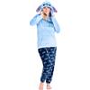 Disney Pigiama Donna Invernale Pile Stitch Minnie Minou Simba Winnie The Pooh (M, Blu Stitch)