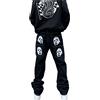 ORANDESIGNE Jeans Uomo Y2K Moda Nero Streetwear Coreano Stampa a Lettere A Vita Bassa Jeans Larghi Pantaloni Dritti Hip Hop Pantaloni in Denim Jeans Cargo a Gamba Larga