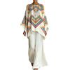 Gienslru Tuta Completa Lino Donna Estivo Boho Chic 2 Pezzi Top Kaftano Vintage e Pantaloni Gamba Larga Tute Elegante Cerimonia Completo Co-ord Set Leggero Taglie Forti Spiaggia Vacanze Streetwear