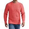 Generisch Maglione invernale da uomo, a maglia fine, in tinta unita, lavorato a maglia, a maglia, a maniche lunghe, alla moda, Rosso anguria, S