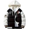 Goolecrimp Uomo Hip Hop Moda Varsity con Cappuccio Piumino Impiombato Falso Giacca da Baseball con Cappuccio Inverno All'aperto Ispessito Giù Giacca di Cotone (Nero,L)
