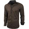 Baxboy Camicia da uomo slim fit, facile da stirare, adatta per abiti, lavoro, matrimonio, tempo libero, camicia a maniche lunghe da uomo, R-44, marrone, XXXL